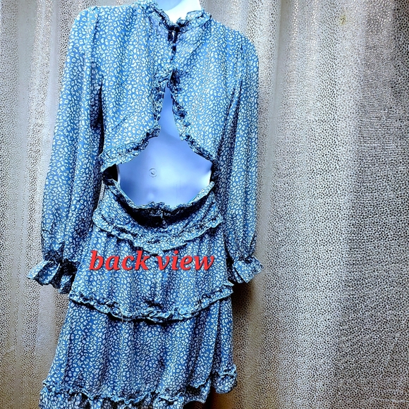 Ruffled Mini Dress with Plunging Neckline and Opened Back - Picture 8 of 8